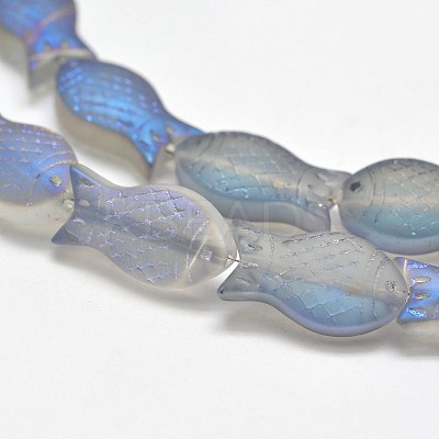 Frosted Electroplate Glass Fish Beads Strands X-EGLA-M001-D04-1