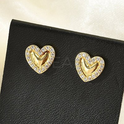 Brass Micro Pave Clear Cubic Zirconia Stud Earrings EJEW-R016-26G-05-1