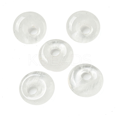 Natural Quartz Crystal Rock Crystal Donut/Pi Disc Charms G-G142-02U-1