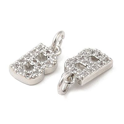 Brass Micro Pave Grade AAA Cubic Zirconia Charms ZIRC-P067-11P-B-NR-1