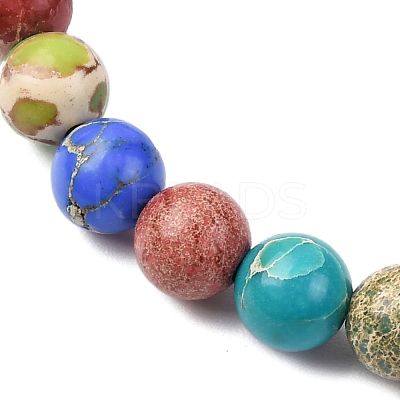 Natural Imperial Jasper Round Beaded Stretch Bracelets for Men Women BJEW-JB12570-01-1