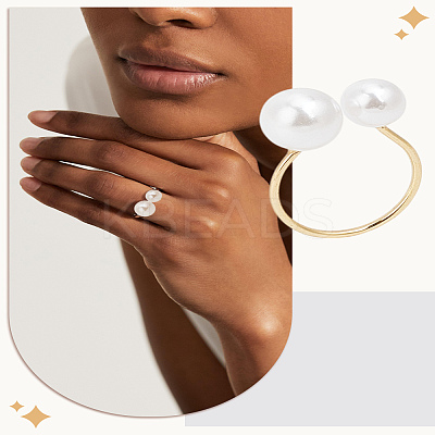 1Pc Resin Imitation Pearl Finger Rings RJEW-LP0002-18G-1