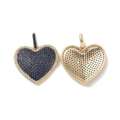 Heart Brass Micro Pave Cubic Zirconia Pendants KK-G435-04G-03-1