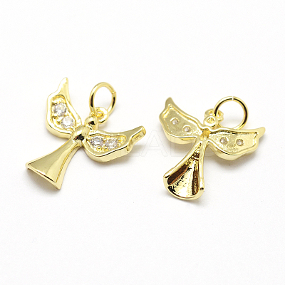 Brass Micro Pave Grade AAA Cubic Zirconia Charms X-ZIRC-P072-01G-NR-1