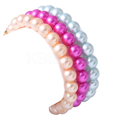 3Pcs 3 Colors ABS Plastic Imitation Pearl Beads Stretch Bracelets BJEW-JB11584-1