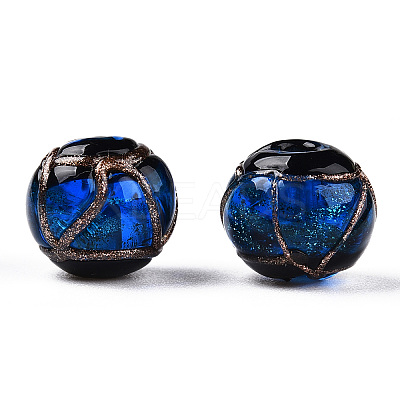 Handmade Gold Sand Lampwork Beads LAMP-T019-14mm-05-1