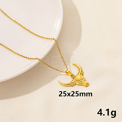 Stainless Steel Insect Cattle Pendant Necklace Unisex Jewelry TG2584-12-1