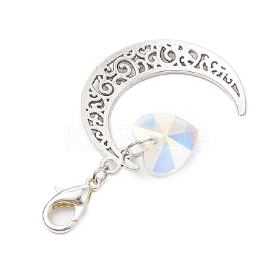 Alloy Moon & Glass Pendant Decorations HJEW-JM02689-01-1