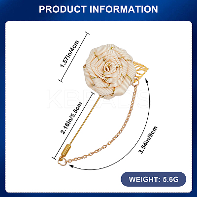 Flower Polyester Ribbon Brooches JEWB-WH20006-02B-1