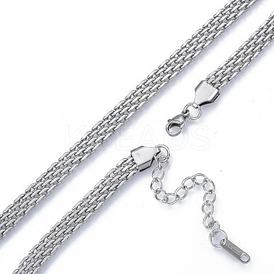 Non-Tarnish 304 Stainless Steel Mesh Chains Necklace for Men Women LS-NJEW-N052-03P-1