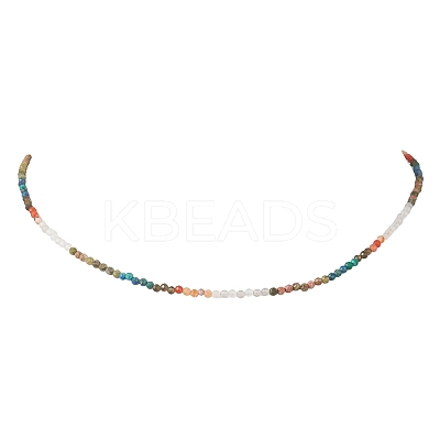 2MM Natural & Synthetic Mixed Gemstone Gradient Color Faceted Round Beaded Necklaces for Women NJEW-JN05865-04-1