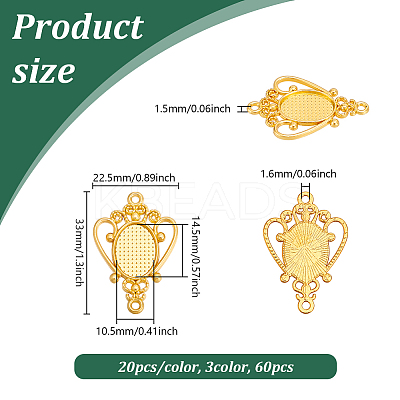 60Pcs 3 Colors Alloy Cabochon Connector Settings FIND-UN0006-89-1