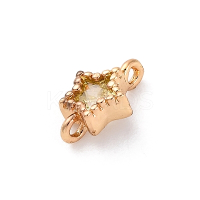 Brass Cubic Zirconia Star Connector Charms KK-Z084-11G-05-1
