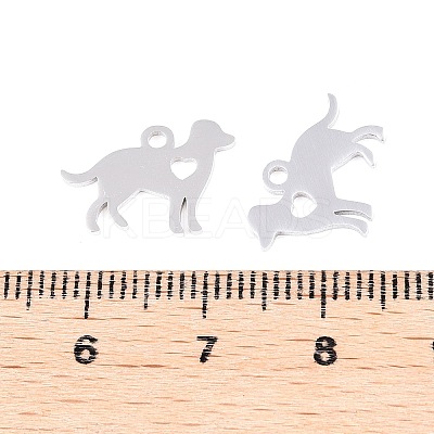 Non-Tarnish 304 Stainless Steel Puppy Silhouette Charms STAS-Q201-T086-1