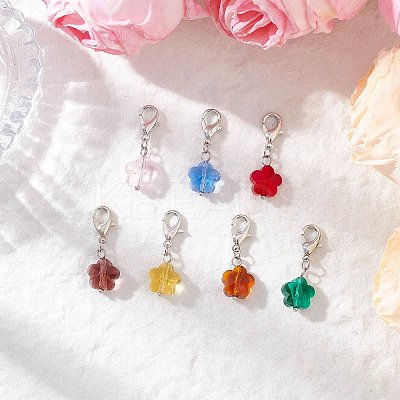 Flower Glass Pendant Decorations HJEW-JM03772-01-1