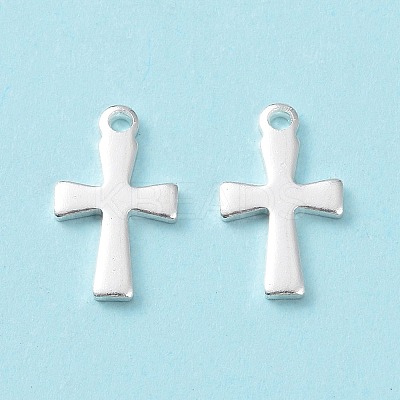 304 Stainless Steel Tiny Cross Charms STAS-L234-077S-1