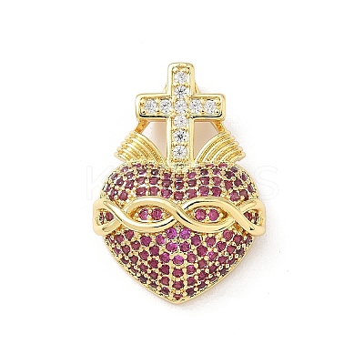 Brass Micro Pave Clear Cubic Zirconia Pendants KK-B141-33G-1