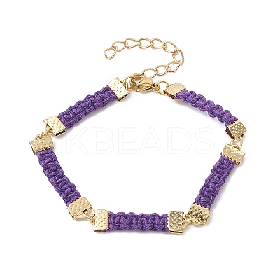 Braided Waxed Polyester Rectangle Link Chain Bracelets BJEW-JB10000-03-1