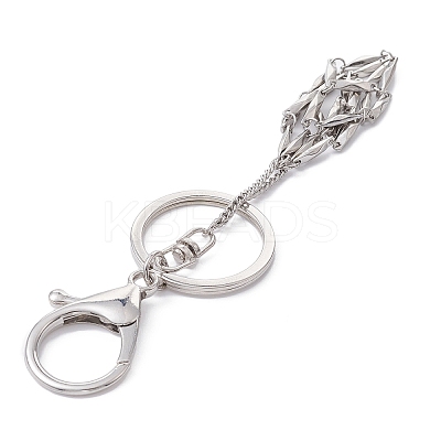 304 Stainless Steel Braided Macrame Pouch Empty Stone Holder for Keychain KEYC-JKC00530-02-1