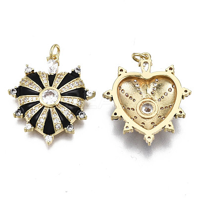 Brass Micro Pave Cubic Zirconia Pendants X-ZIRC-N039-055A-NF-1
