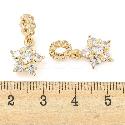 Rack Plating Brass Pave Clear Cubic Zirconia European Dangle Charms KK-F089-17G-1