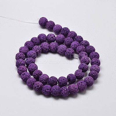 Natural Lava Rock Round Bead Strands G-I124-8mm-08-1