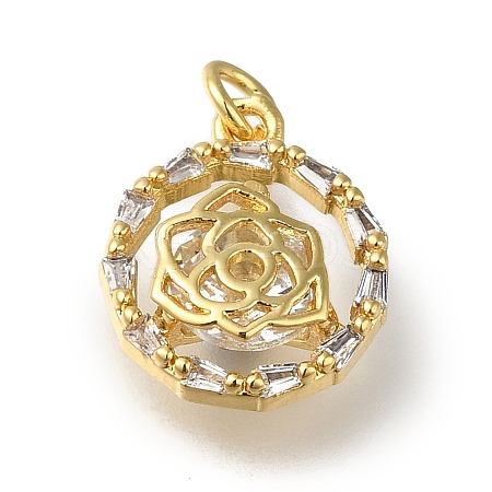 Rack Plating Brass Micro Pave Clear Cubic Zirconia Pendants KK-G500-20G-1