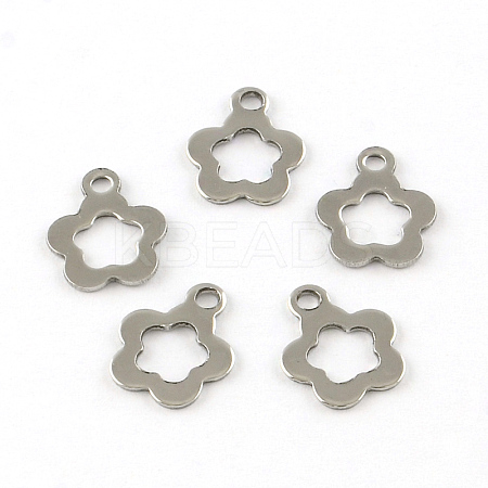Tarnish Resistant Flower 201 Stainless Steel Charm Pendants STAS-R075-04-1