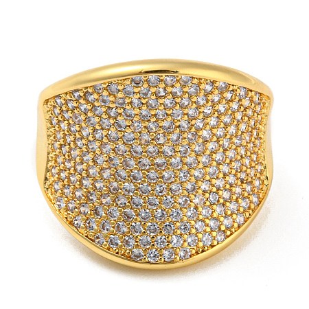 Rack Plating Brass Micro Pave Clear Cubic Zirconia Wide Open Cuff Rings RJEW-M156-01G-1