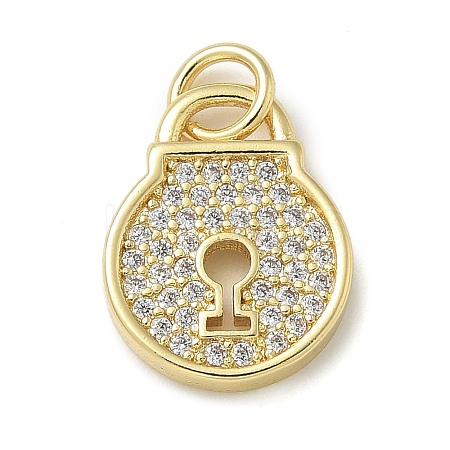 Rack Plating Brass Micro Pave Cubic Zirconia Pendants KK-K392-43G-1