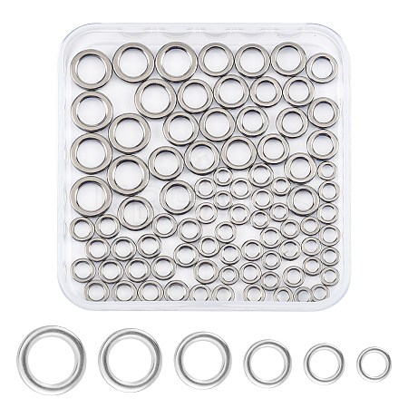 SUPERFINDINGS 60Pcs 6 Style 201 Stainless Steel Fishing Rod Guide Round Rings FIND-FH0004-93-1