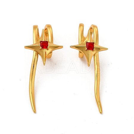 Rack Plating Brass Micro Pave Cubic Zirconia Cuff Earrings EJEW-P221-13G-1