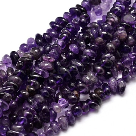 Natural Amethyst Chip Beads Strands G-E271-123-1