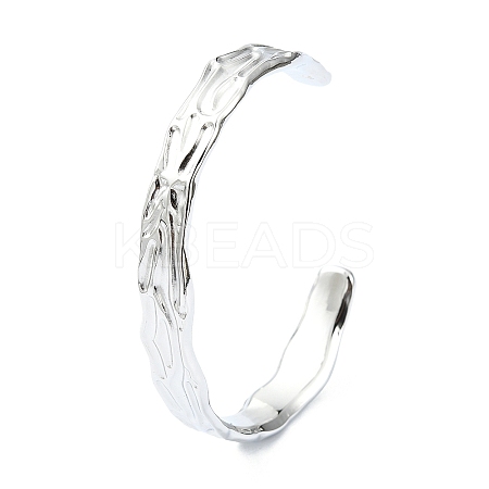 Non-Tarnish 304 Stainless Steel Textured Open Cuff Bangles for Women LS-STAS-B068-02P-1