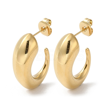 304 Stainless Steel Horn Stud Earrings EJEW-Z026-07G-1