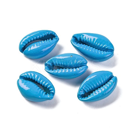Baking Paint Cowrie Shell Beads SSHEL-M023-01D-1