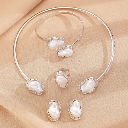 Oval Alloy & Plastic Pearl Jewelry Sets WGB491C-14-1
