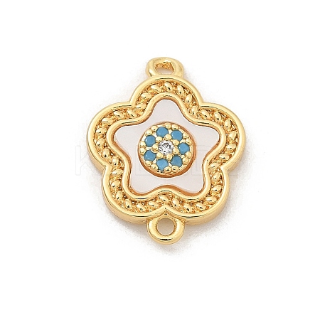 Brass Micro Pave Clear Cubic Zirconia Connector Charms KK-M303-04G-12-1