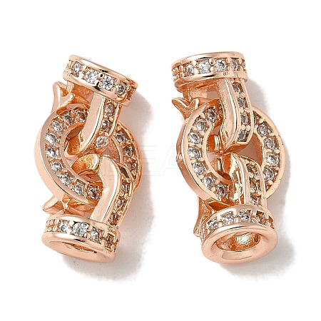 Brass Clear Cubic Zirconia Fold Over Clasps KK-Q019-07RG-1