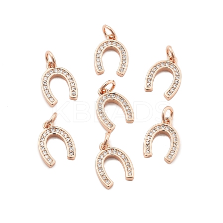 CZ Brass Micro Pave Cubic Zirconia Horse Shoe Charms ZIRC-L018-13RG-1