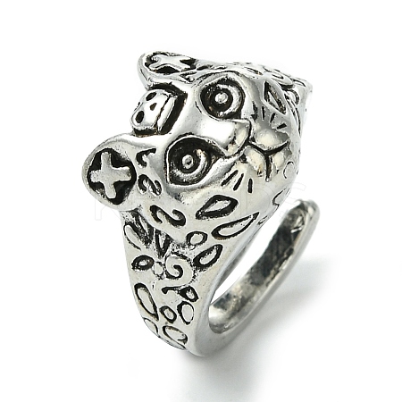 Vintage Leopard Alloy Open Cuff Rings RJEW-K275-42AS-1