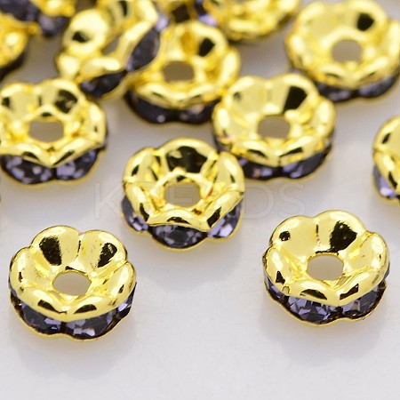 Brass Rhinestone Spacer Beads X-RB-A014-L5mm-18G-NF-1