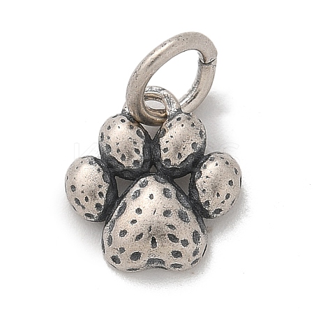 925 Fine Silver Paw Print Charms with Jump Rings and 925 Stamp STER-D300-12AS-1