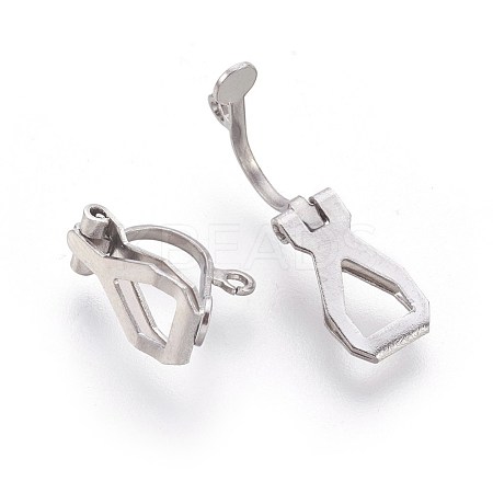 304 Stainless Steel Clip-on Earrings Components STAS-F188-07P-1