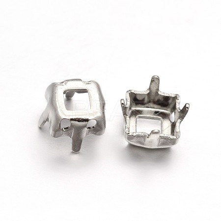 Square Brass Sew on Prong Settings KK-N0084-A07-6x6-1