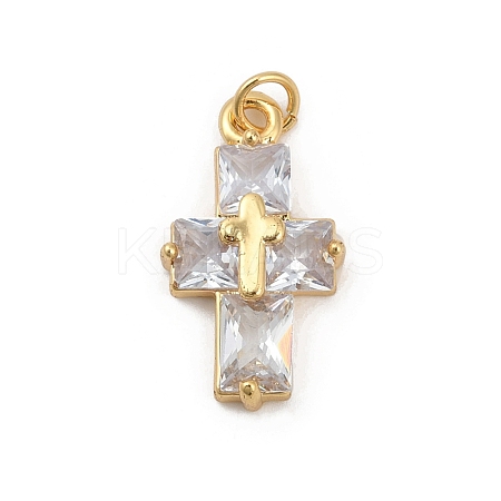 Rack Plating Brass Cubic Zirconia Pendants KK-G451-23G-1