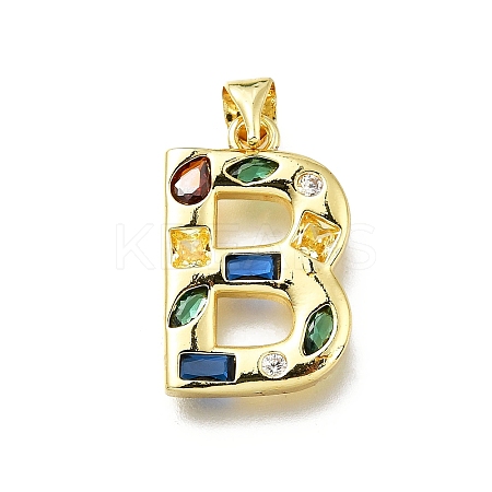 Brass Micro Pave Clear Cubic Zirconia Pendants KK-G521-01G-B-01-1