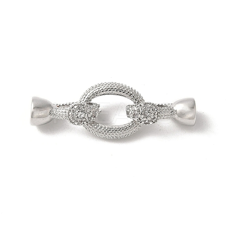 Brass Micro Pave Clear Cubic Zirconia Fold Over Clasps KK-M320-11P-1