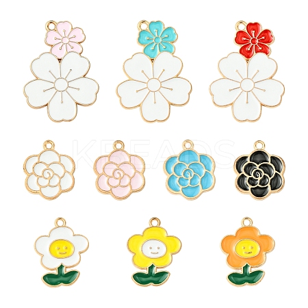 28Pcs 10 Styles Alloy Enamel Pendants ENAM-FS0002-16-1