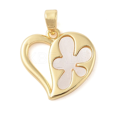 Brass Pave Shell Pendants KK-I712-01G-1